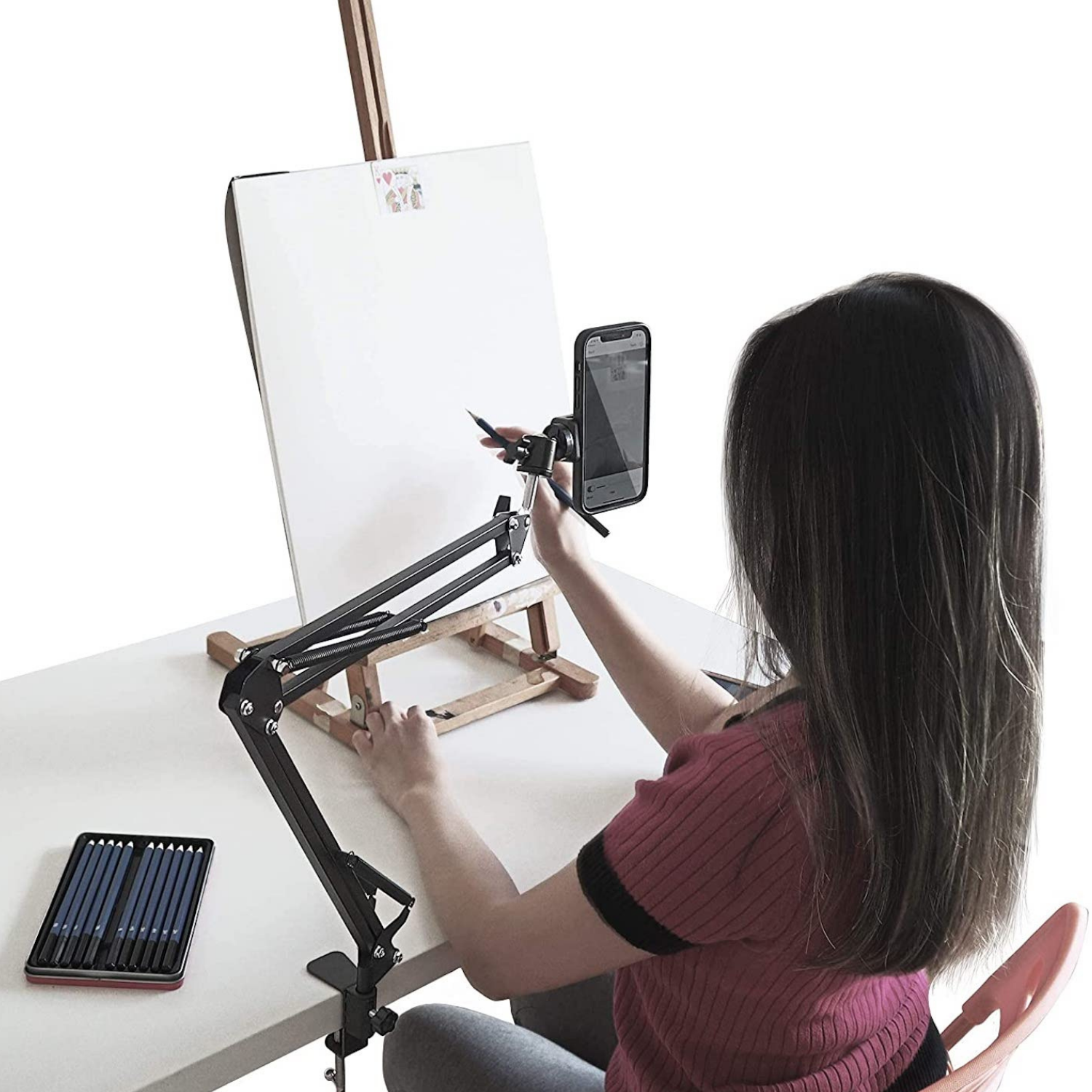 Sturdy Phone stand with Clamp for Sketching with Augmented Reality App